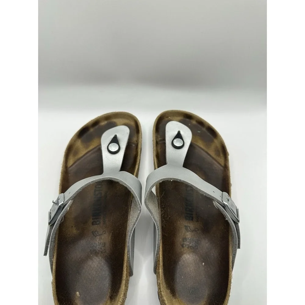 Birkenstock Gizeh Women's‎ Size 38 Metallic Gray Birko Summer Sandals 7-7.5 US